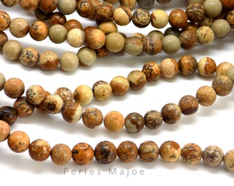Lot de 10 perles rondes en jaspe naturel 6 mm