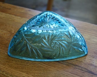 Hazel Atlas Blue Glass Triangle Candy Dish