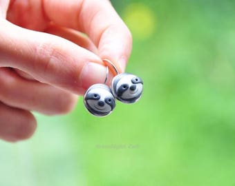 Sloth Earrings, Animal Jewelry, Sloth Jewelry, Cute Jewelry, Handmade Sloth, Three Toed Sloth