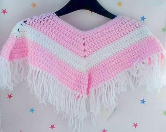 SALE Newborn Pink Poncho, Ready Made, Baby Girl Clothes, Baby Shower Gift, Baby Girl Gift, Handmade Cape, Crocheted Poncho,