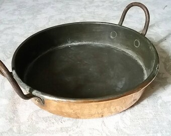 Antique copper roasting tray gratin pie dish pan french classic cookware casserole dishes home living kitchen dining artisan cake tin oven
