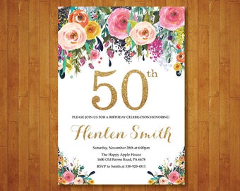 50th Birthday Invitation 50th Birthday Party Invitation