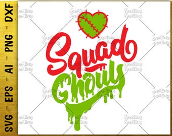Squad Ghouls SVG Hand Drawn svg Hand lettered svg decal print halloween cut file Cricut Silhouette Instant Download vector SVG png eps dxf