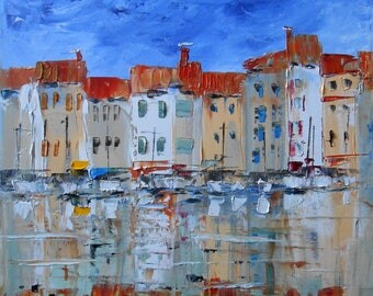 Painting " the little Port of Méditerrannée "