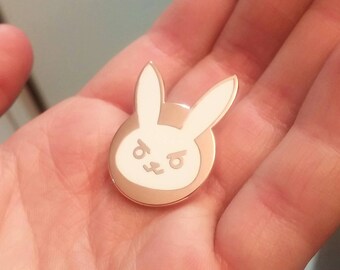 Overwatch Inspired D.Va Rose Gold Bunny Hard Enamel Pin