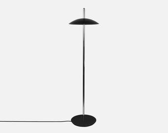 Black, Floor Lamp, Nickel, Steel, Modern Designer Furniture, Contemporary Lighting, Home Decor, Office, Studio, LED, Lamp Shade, Bedroom