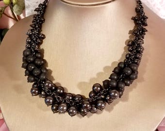 Collier Lia Sophia Perles Noires à Paillettes - Longueur 45 Pouces - Occasion