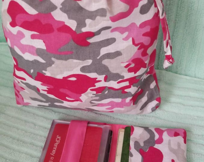 Pink camo Pouch & wallet set