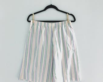 Vintage Baggy Elastic Pastel Striped Shorts