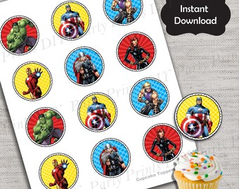 Avengers cupcake topper,Avengers,Avengers cupcake decor,JPG file,Cupcake Toppers,Captain America,Iron Man,Hulk,DPP49