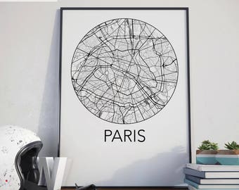 Paris, France Minimalist City Map Print