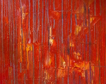 Wall painting "Equinox" red abstract art contemporary, palette knife oil painting