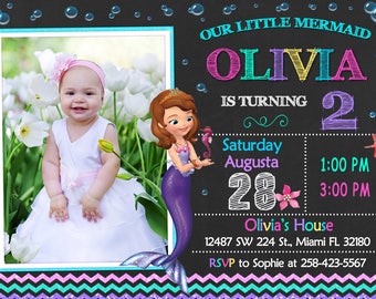 Sofia Mermaid Invitation Birthday Sofia Mermaid Party