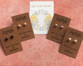 Pearl Earrings - Thank you for being our bridesmaid/Maid of honour / flowergirl - available in ivory, dusky pink, peach or dark purple