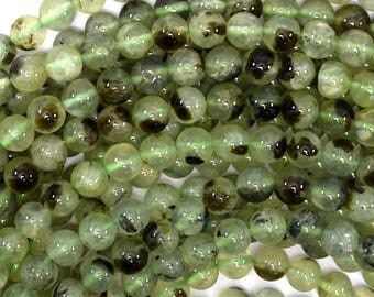 8mm green prehnite round beads 15.5" strand 34640