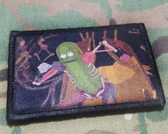 Pickle Rick Running Rat Fight Tactical Military Morale Patch with Velcro Brand Hook Backing Rick And Morty