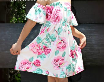 1 CHILD ONLY, off the shoulder dress, mother daughter, matching outfits, mommy and me outfits, floral dress, toddler dress,lace girl, baby