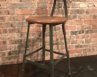 Vintage Pollard Shop Stool Chicago, Il Adjustable Industrial Seating