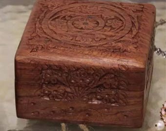 Handcarved Indian Sheesham Wood Keepsake Box