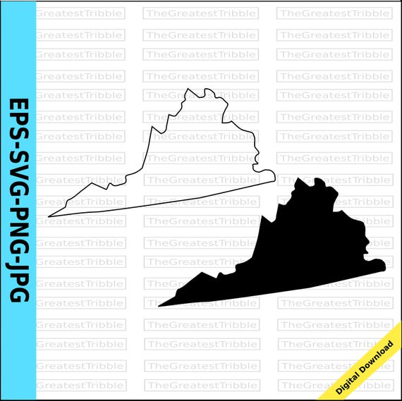 virginia state map eps svg png jpg vector graphic clip art virginia state outline virginia silhouette from thegreatesttribble on etsy studio