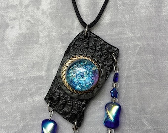 Black Pendant-Handmade Pendant-Polymer Clay Necklace-Polymer Clay Jewelry-OOAK Jewelry