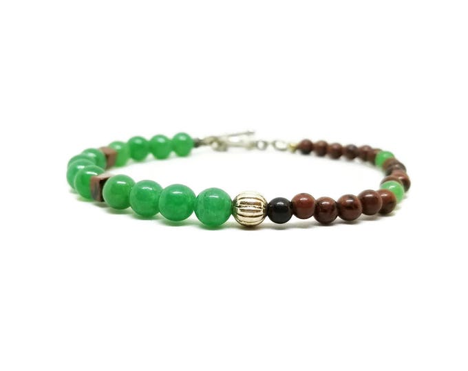 Green Aventurine and Mahogany Obsidian Gemstone Bracelet, Heart Chakra, Chakra Jewelry, Gemstone Jewelry, Unique Birthday Gift