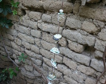 Ceramic Wind chimes, Home Sweet Home, Garden art, Outdoor art, Ceramic garden art, Caravan gifts