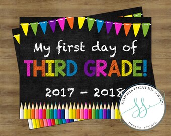 First Day of Third Grade Sign; First Day of School Sign; First Day of School Chalkboard Sign; First Day of School Printable