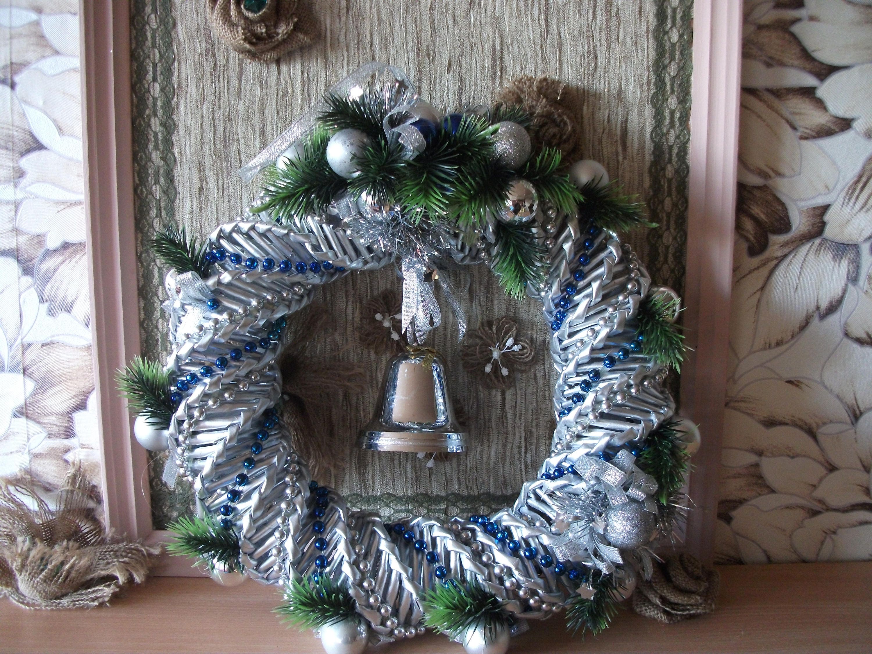 Christmas Wreath Silver Wreath Holiday Wreath Christmas