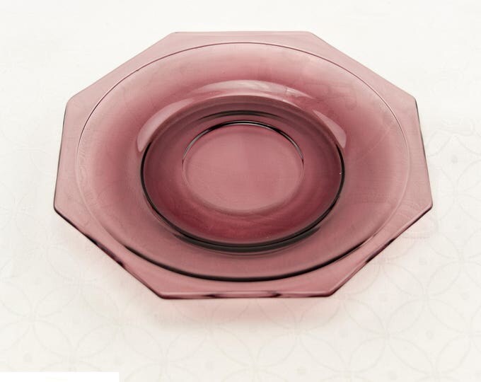 Purple Depression Glass Cup and Saucer Set | Moroccan Amethyst | Vintage Hazel Ware | Glass Cups and Saucers | MCM Kitchen Decor