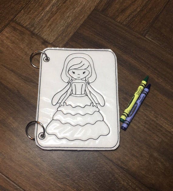 Download Items similar to Reusable Coloring Page, Gift for Girls, Dry-Erase Coloring Page, Princess ...