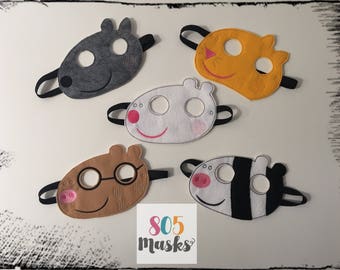 Peppa Pig Friends Inspired Masks, Peppa & Friends Inspired Masks, Peppa Pig birthday party, Peppa Pig party favor, Cosplay, Kids Masks