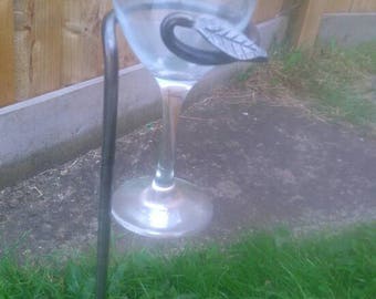 Hand forged leaf Wine glass holder