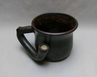 WAKE and BAKE Pipe Mug - Temmoku - Handmade Ceramic #664