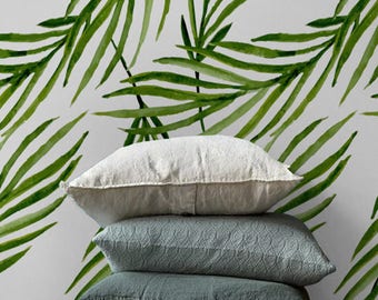 30% OFF from Green palm leaves removable wallpaper, Tropical leaf wallpaper, Contact paper, Renters wallpaper, BW136