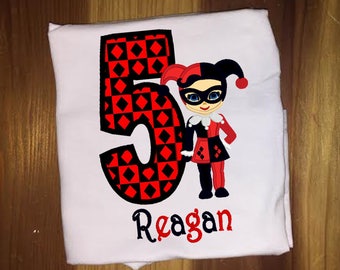 Harley Quinn Inspired Customize Birthday Shirt or Infant Bodysuit
