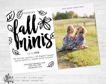 Fall mini session template, Photography Marketing, Black and white, Autumn Photography, Fall Template, Photographer, instant download