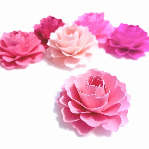 2 Pink Paper Flowers Set of 50 Cardstock Paper