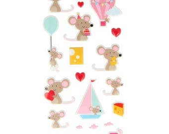 Santa Claus 20 mice - mouse - kid Puffies Stickers - 11004633 stickers