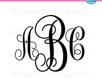 Monogram Font Alphabet, silhouette for cutting, scrapbooking alphabet png, svg, dxf, eps cuttable vine vector, printable files, studio