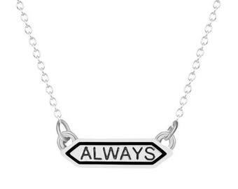 Harry Potter Hogwarts Always Snape mini banner necklace. Deathly Hallows, dumbledore, magic, witch, wizard, patronus, lily, ron, hermione.