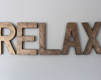 Bronze Anniversary - Bronze Decor - Bronze Letters - Gift For Men - Wedding Table Decor - Relax - Metal Letters - Anniversary Gift Men