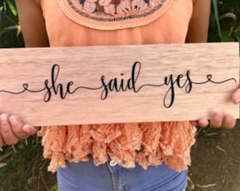 She Said Yes | She Said Yes Sign | Engagement Sign | Engagement Photo Sign | Engagement Photo Prop | Wedding Announcement Prop | Engagement