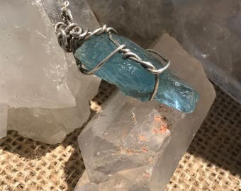 Aqua Marine Sterling Silver Pendant