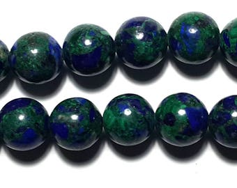 Genuine Azurite Round Beads 10mm Set of 21 Beads