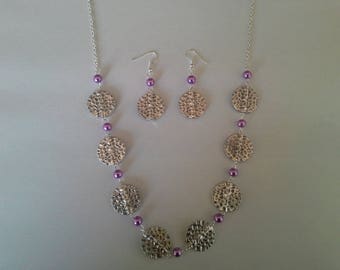 Mother of pearl beads and hammered pieces set
