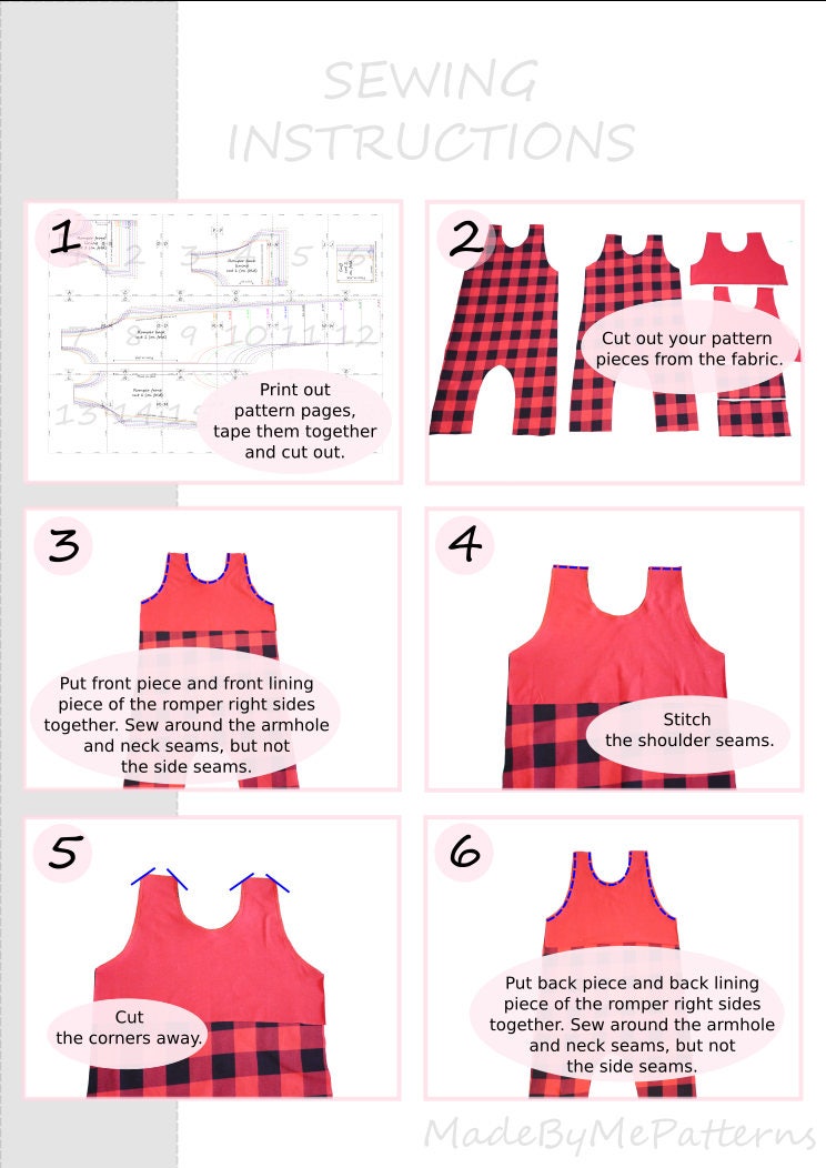 Romper Sewing Pattern PDF, baby romper pattern PDF, kids romper pattern ...