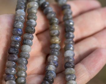 Faceted Labradorite 5 x 8mm Rondelles 7 1/2 inch strand (2)