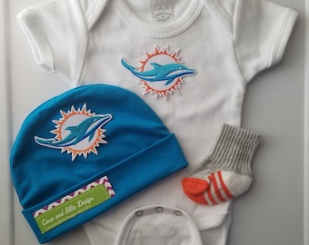 Miami Dolphins baby outfit/baby miami dolphins/miami dolphins baby/miami dolphins baby shower gift/dolphins baby/baby dolphins/miami baby