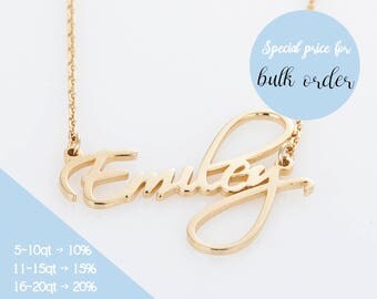 Monogram Necklace, Monogram Jewelry, Silver Name Gifts, Bridesmaid Jewelry, Necklace in Rose gold, Silver